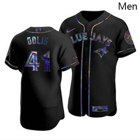 Men Toronto Blue Jays 41 Rafael Dolis Men Nike Iridescent Holographic Collection MLB Jersey Black